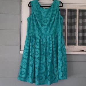 Roz & Ali turquoise sleeveless dress